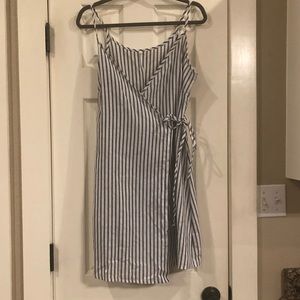 Gray and white canvas wrap dress, never worn
